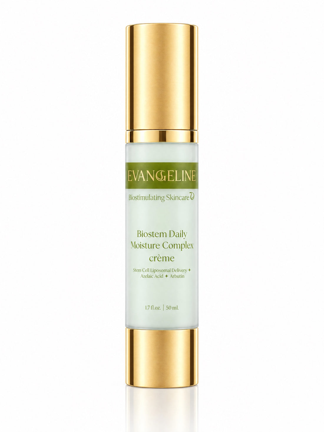 Evangeline Biostem Daily Moisture Complex vitamin C moisturizer in gold bottle