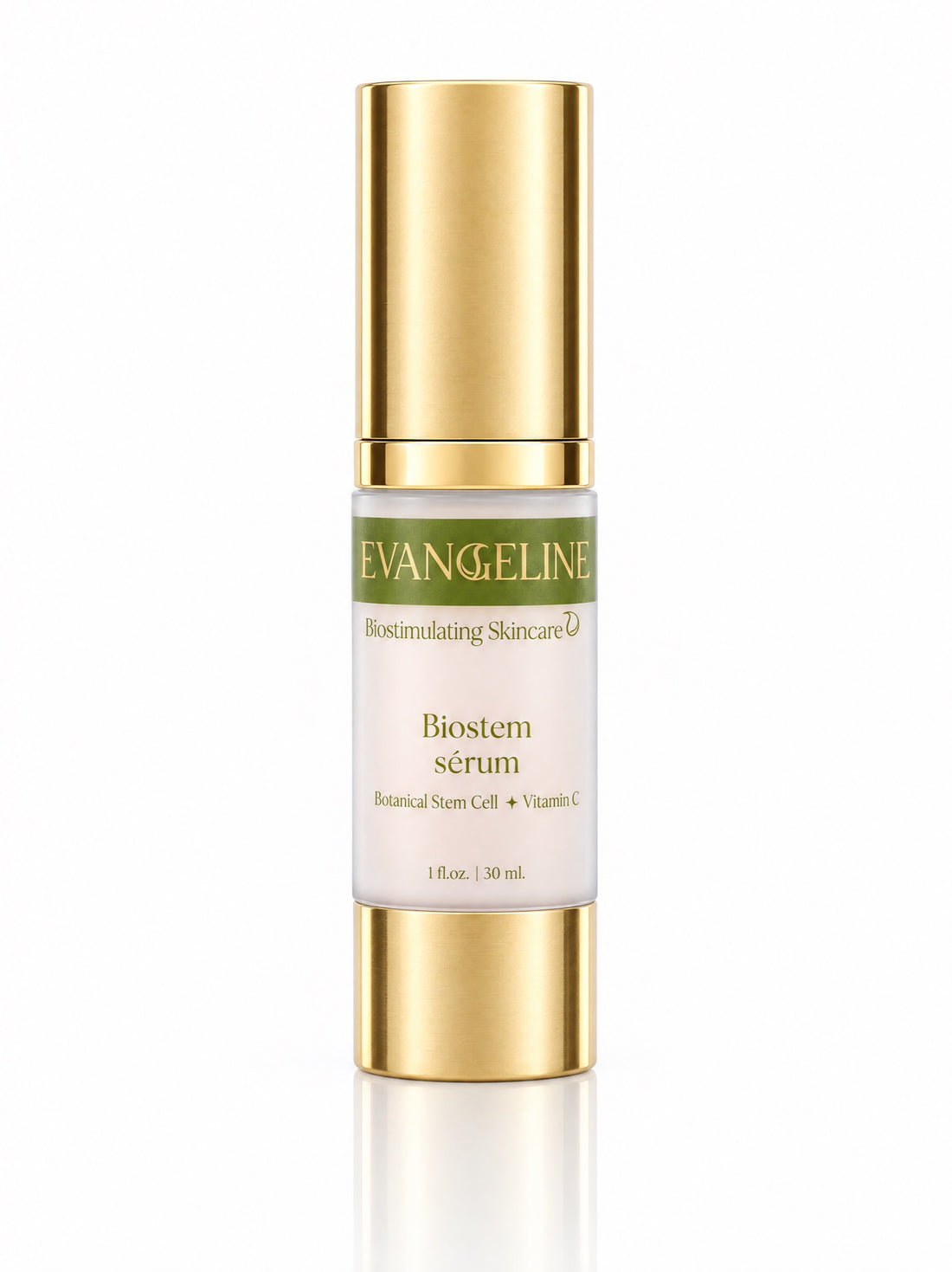 Evangeline Biostem Serum plant stem cell serum in gold bottle